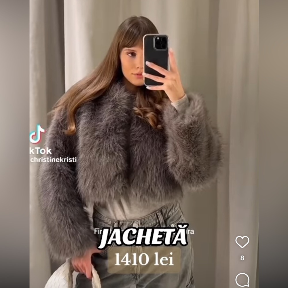 ZARA CROPPED FAUX FUR JACKET - Picture 10 of 16